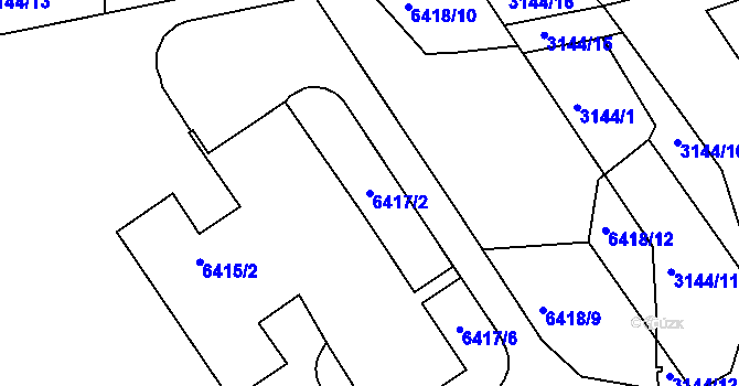 Parcela st. 6417/2 v KÚ Bystrc, Katastrální mapa