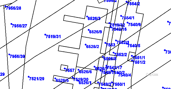 Parcela st. 6526/2 v KÚ Bystrc, Katastrální mapa