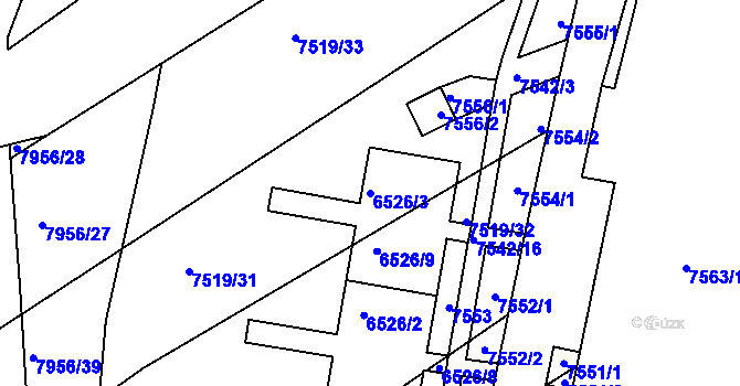 Parcela st. 6526/3 v KÚ Bystrc, Katastrální mapa