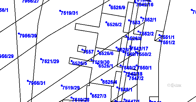 Parcela st. 6526/6 v KÚ Bystrc, Katastrální mapa