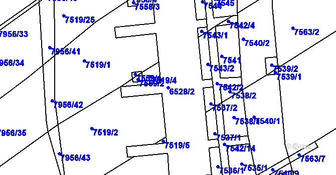 Parcela st. 6528/2 v KÚ Bystrc, Katastrální mapa