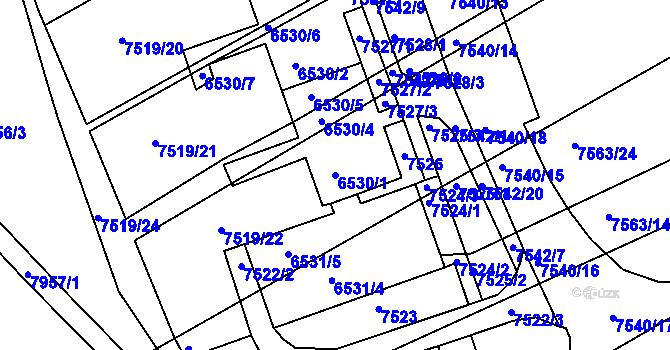 Parcela st. 6530/1 v KÚ Bystrc, Katastrální mapa