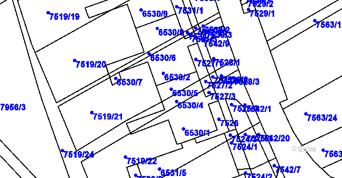 Parcela st. 6530/5 v KÚ Bystrc, Katastrální mapa