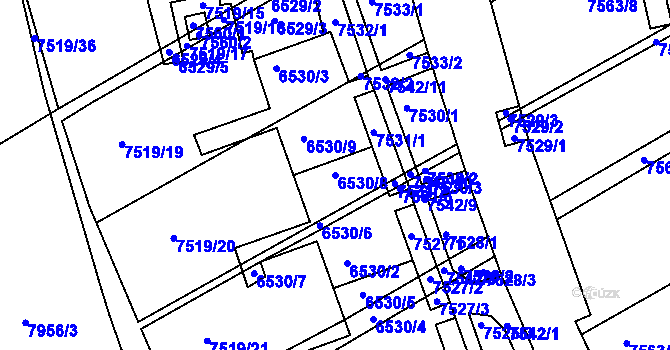 Parcela st. 6530/8 v KÚ Bystrc, Katastrální mapa