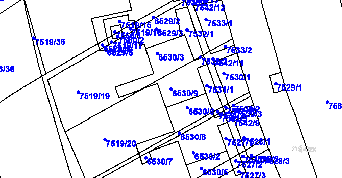 Parcela st. 6530/9 v KÚ Bystrc, Katastrální mapa