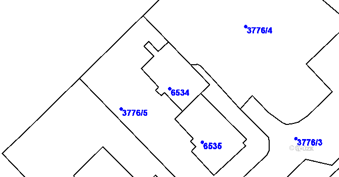 Parcela st. 6534 v KÚ Bystrc, Katastrální mapa