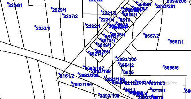 Parcela st. 6620/1 v KÚ Bystrc, Katastrální mapa