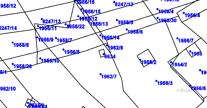 Parcela st. 6634 v KÚ Bystrc, Katastrální mapa