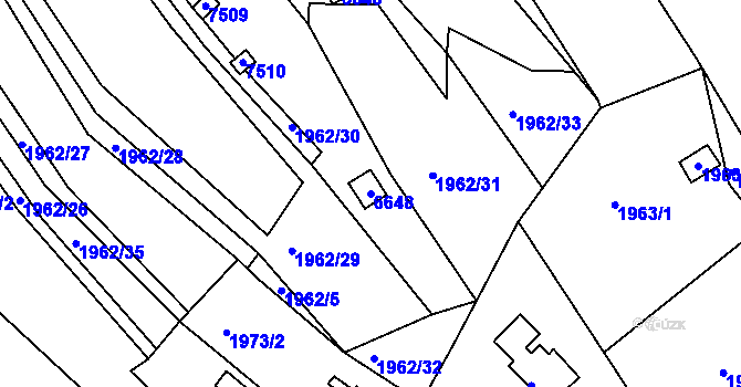 Parcela st. 6648 v KÚ Bystrc, Katastrální mapa