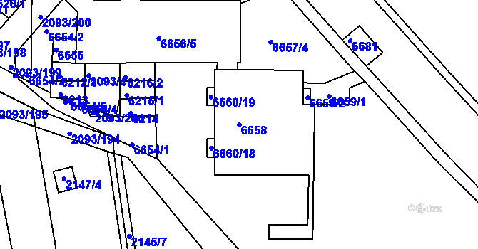 Parcela st. 6658 v KÚ Bystrc, Katastrální mapa