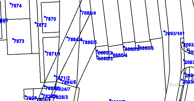 Parcela st. 6660/2 v KÚ Bystrc, Katastrální mapa