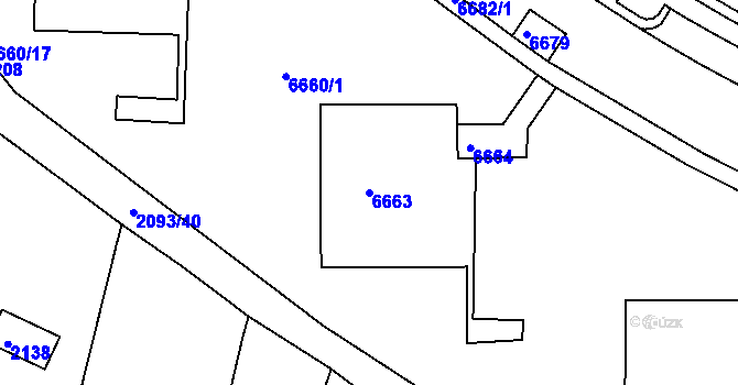 Parcela st. 6663 v KÚ Bystrc, Katastrální mapa