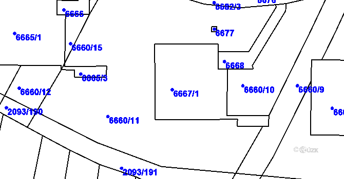 Parcela st. 6667/1 v KÚ Bystrc, Katastrální mapa