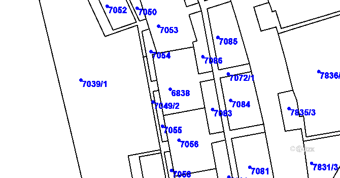Parcela st. 6838 v KÚ Bystrc, Katastrální mapa
