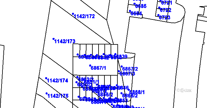 Parcela st. 6841 v KÚ Bystrc, Katastrální mapa