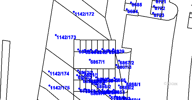 Parcela st. 6842 v KÚ Bystrc, Katastrální mapa