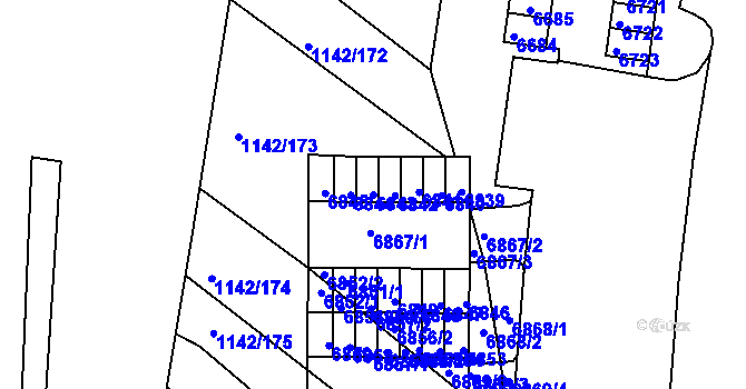 Parcela st. 6843 v KÚ Bystrc, Katastrální mapa