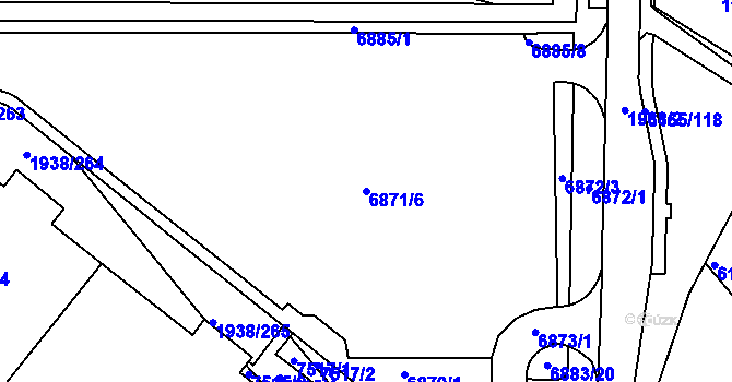 Parcela st. 6871/6 v KÚ Bystrc, Katastrální mapa