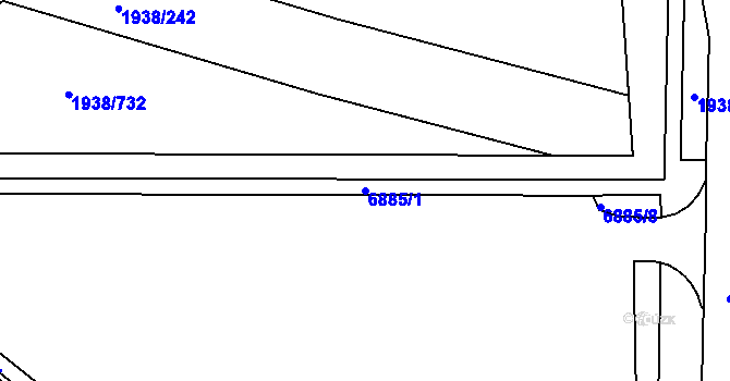 Parcela st. 6885/1 v KÚ Bystrc, Katastrální mapa