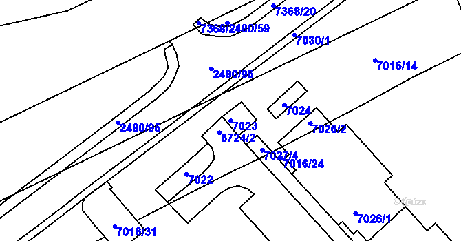 Parcela st. 7023 v KÚ Bystrc, Katastrální mapa