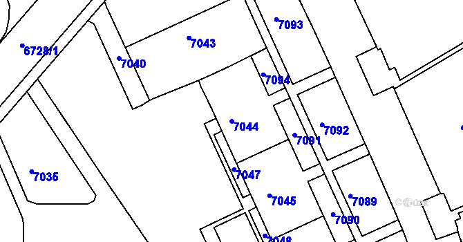Parcela st. 7044 v KÚ Bystrc, Katastrální mapa