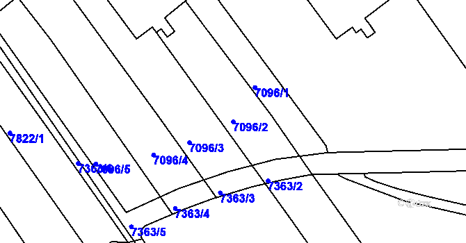 Parcela st. 7096/2 v KÚ Bystrc, Katastrální mapa