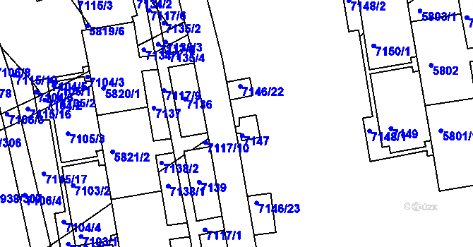Parcela st. 7146/153 v KÚ Bystrc, Katastrální mapa