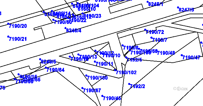 Parcela st. 7190/10 v KÚ Bystrc, Katastrální mapa
