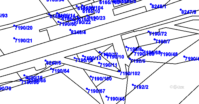 Parcela st. 7190/12 v KÚ Bystrc, Katastrální mapa