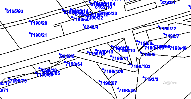 Parcela st. 7190/13 v KÚ Bystrc, Katastrální mapa