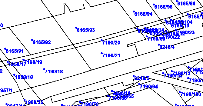 Parcela st. 7190/21 v KÚ Bystrc, Katastrální mapa