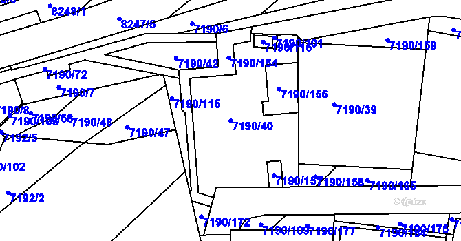 Parcela st. 7190/40 v KÚ Bystrc, Katastrální mapa