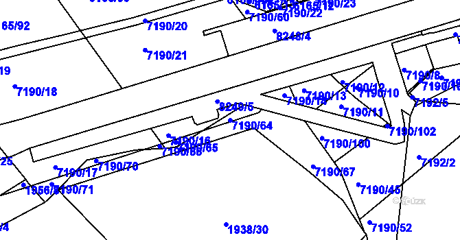 Parcela st. 7190/64 v KÚ Bystrc, Katastrální mapa