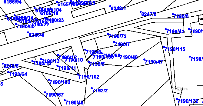 Parcela st. 7190/68 v KÚ Bystrc, Katastrální mapa