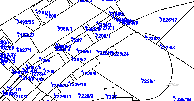 Parcela st. 7225/1 v KÚ Bystrc, Katastrální mapa