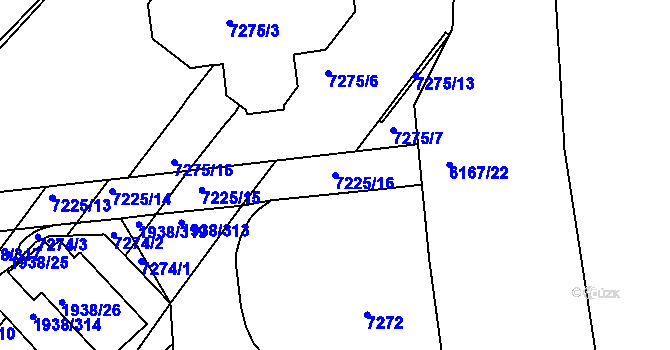 Parcela st. 7225/16 v KÚ Bystrc, Katastrální mapa