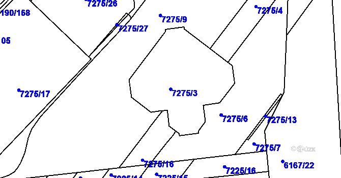 Parcela st. 7275/3 v KÚ Bystrc, Katastrální mapa