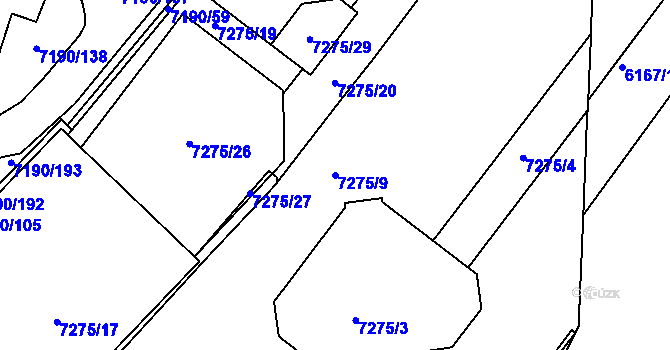 Parcela st. 7275/9 v KÚ Bystrc, Katastrální mapa