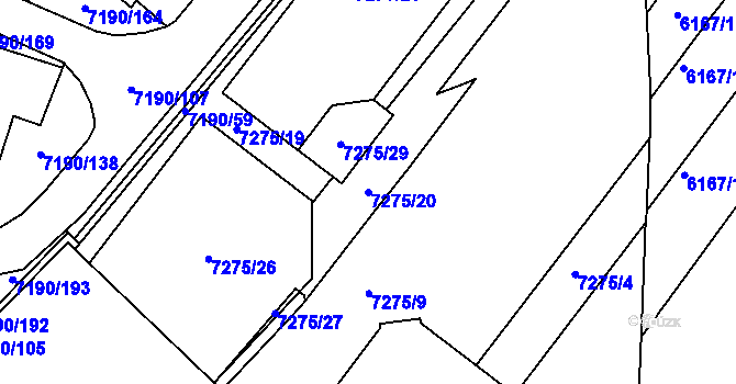 Parcela st. 7275/20 v KÚ Bystrc, Katastrální mapa