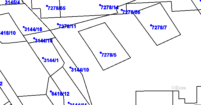 Parcela st. 7278/5 v KÚ Bystrc, Katastrální mapa