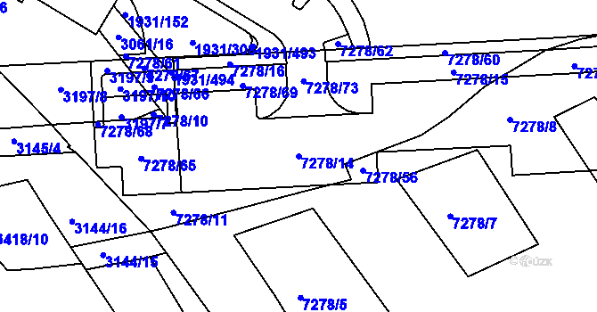 Parcela st. 7278/14 v KÚ Bystrc, Katastrální mapa
