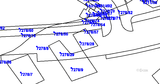 Parcela st. 7278/28 v KÚ Bystrc, Katastrální mapa