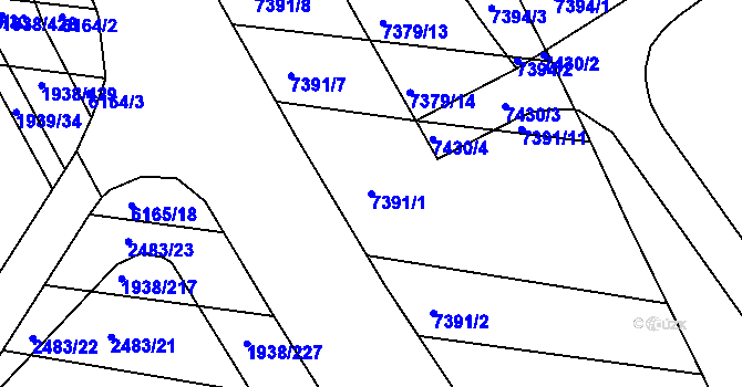 Parcela st. 7391/1 v KÚ Bystrc, Katastrální mapa