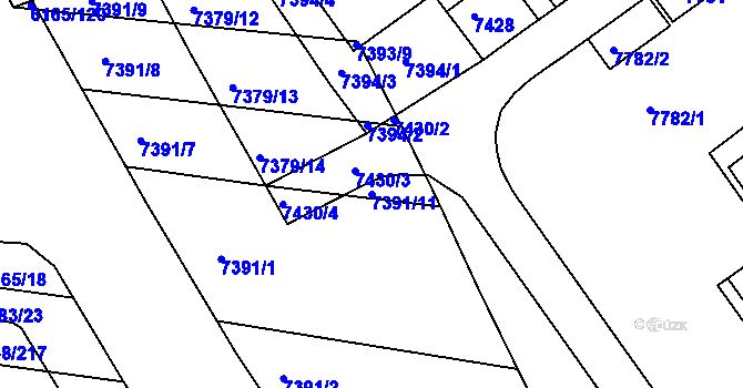 Parcela st. 7391/11 v KÚ Bystrc, Katastrální mapa