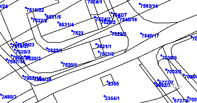 Parcela st. 7521/2 v KÚ Bystrc, Katastrální mapa