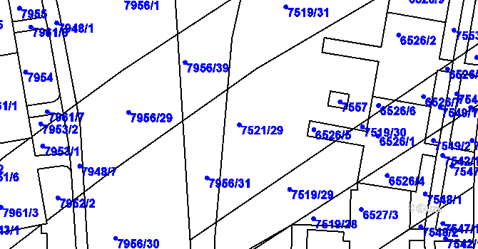 Parcela st. 7521/29 v KÚ Bystrc, Katastrální mapa