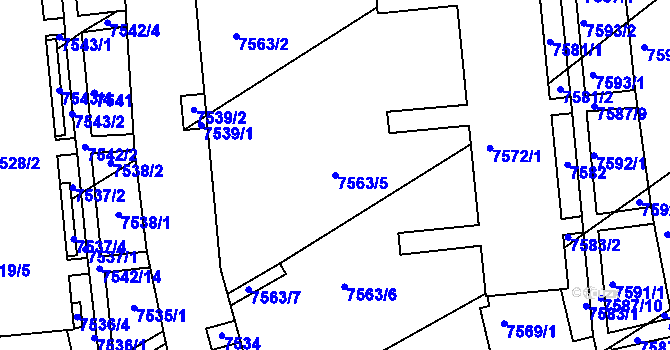 Parcela st. 7563/5 v KÚ Bystrc, Katastrální mapa