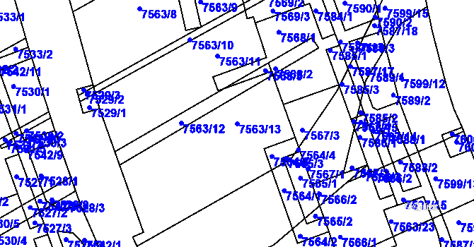 Parcela st. 7563/13 v KÚ Bystrc, Katastrální mapa