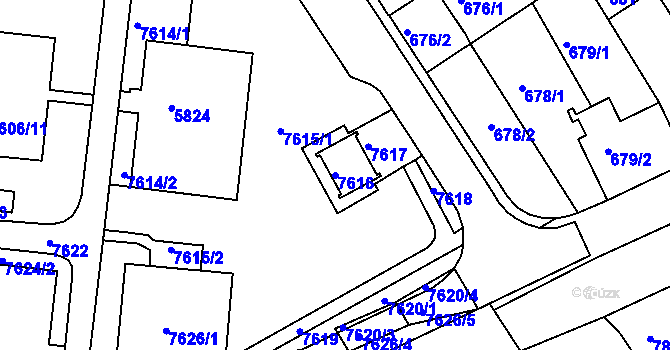 Parcela st. 7616 v KÚ Bystrc, Katastrální mapa