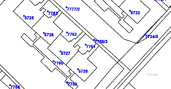 Parcela st. 7761 v KÚ Bystrc, Katastrální mapa